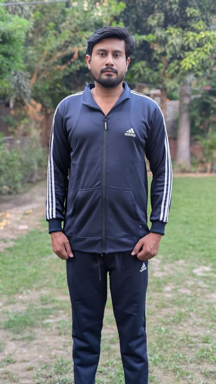 Men's Navy Blue Color Micro Fleece Tracksuit (280 GSM) - Zipper Set