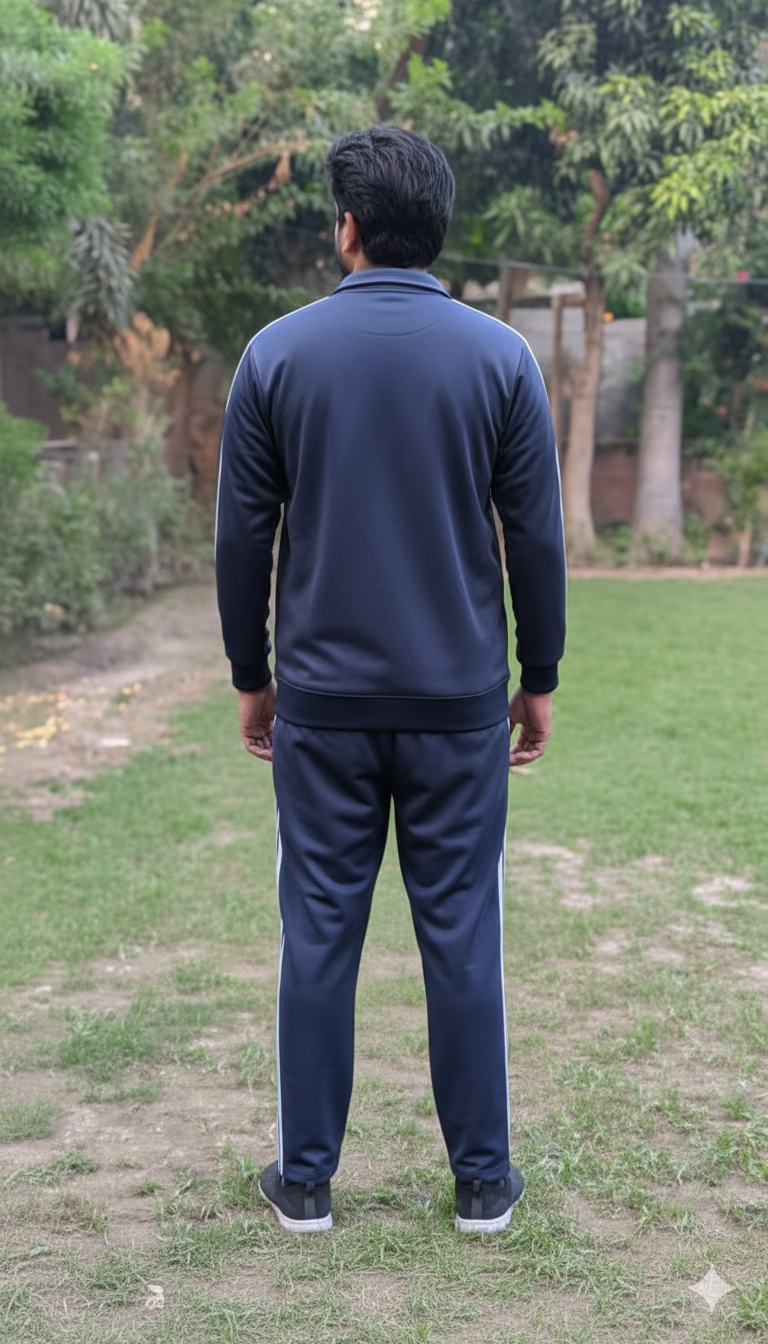 Men's Navy Blue Color Micro Fleece Tracksuit (280 GSM) - Zipper Set